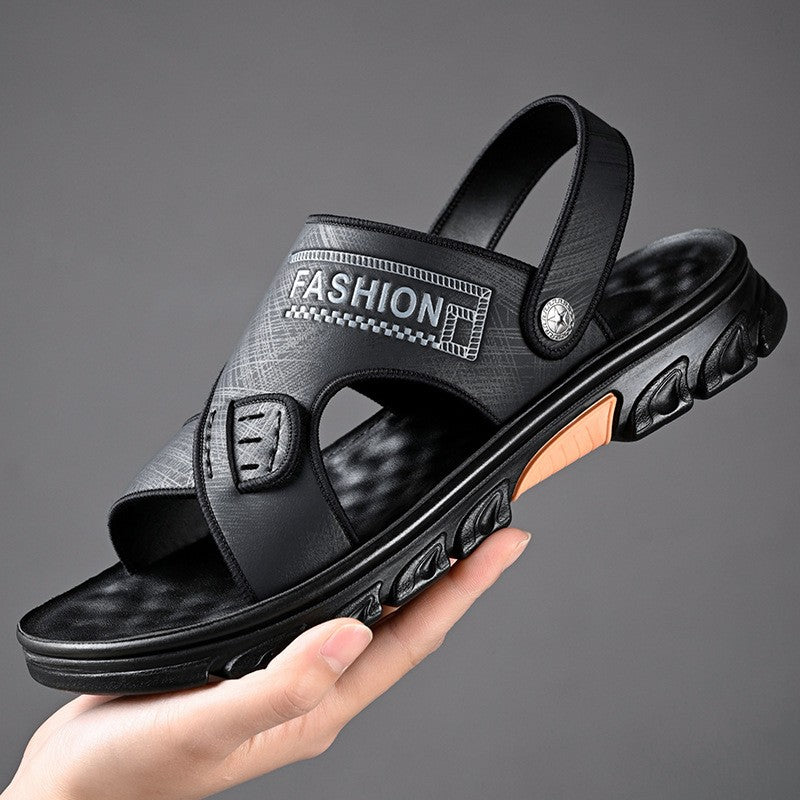 ⏰Oferta ograniczona czasowo⏰ [Dwa w jednym] Letnie, chłodne i modne, dwufunkcyjne, męskie sandały skórzane do domu i na zewnątrz