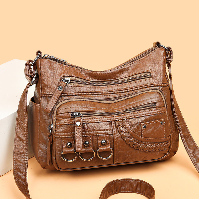 👜🎀 Dostupna u šest boja, nova moderna torbica od mekane kože za rame / nošenje preko tijela, s velikim kapacitetom i višeslojnom konstrukcijom.