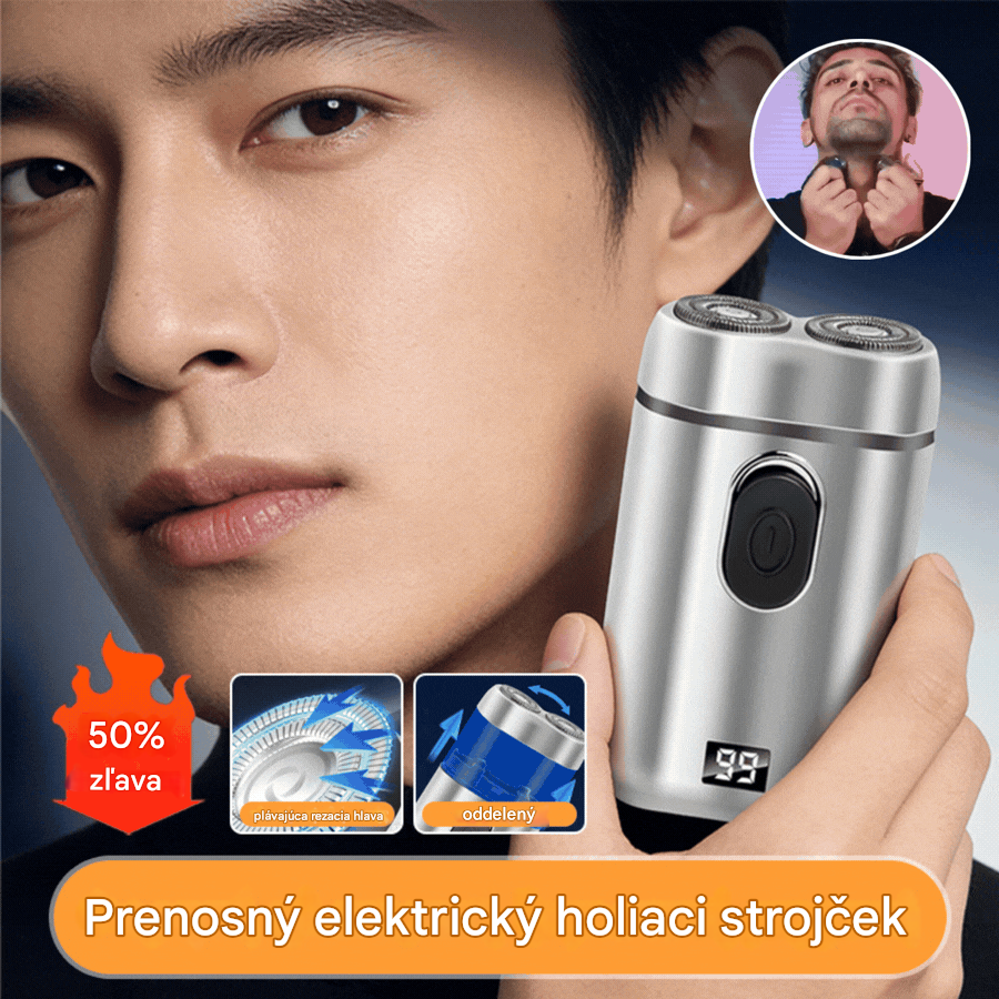 🧡【Posledný deň, pol ceny】Mini prenosný elektrický holiaci strojček s magnetickými vodeodolnými dvojitými čepeľami