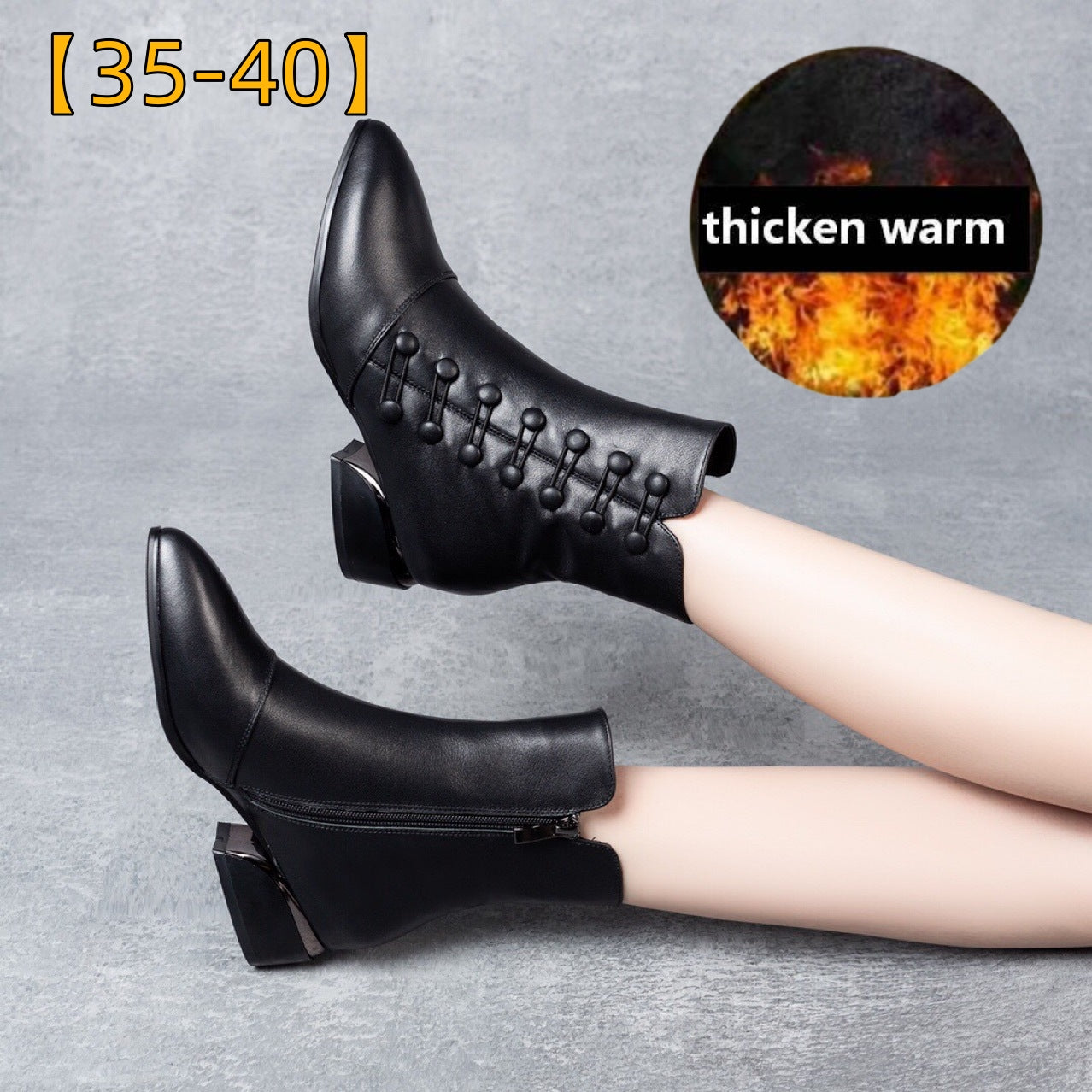 【35-42】Oferta Flash de Invierno🔥Botines de Cuero Cálidos con Hebilla Lateral para Mujer, Pago Contra Entrega 