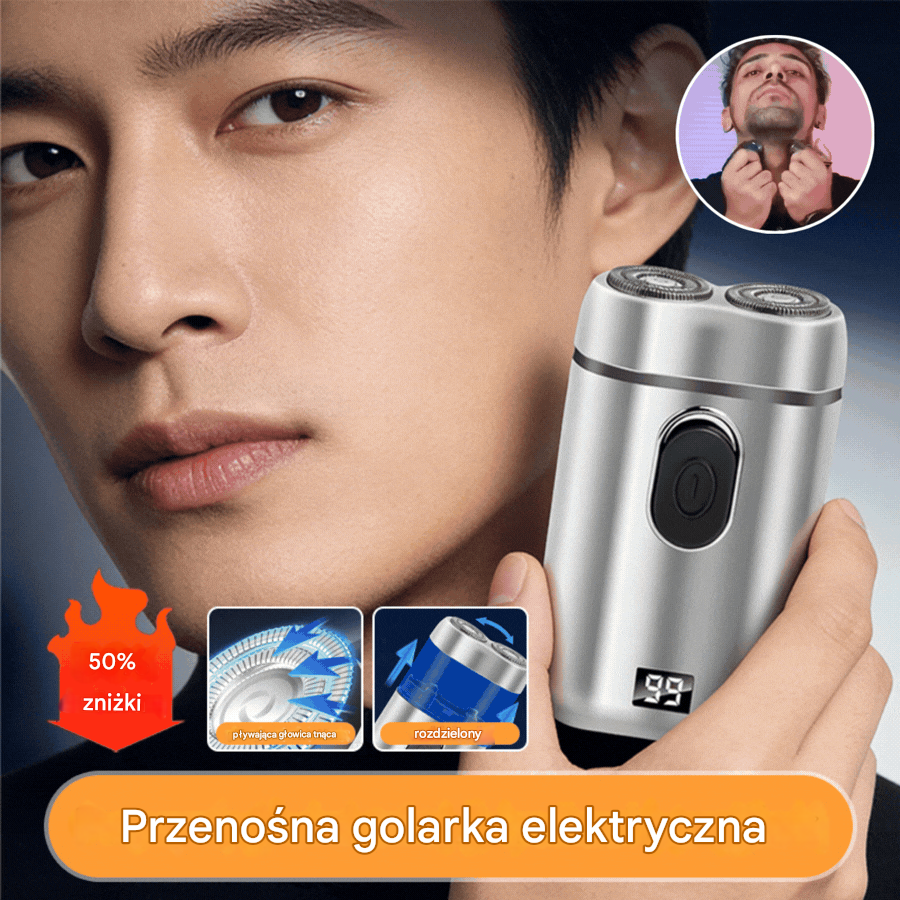 🧡【Ostatni dzień, połowa ceny】Mini przenośna golarka elektryczna z magnetycznymi, wodoodpornymi, podwójnymi ostrzami