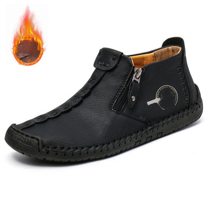 🥾Kompletne ručne vyrobené pánske čižmy Martens z pravej kože (38-48), s páperovou podšívkou a zipsom - teplé, pohodlné a elegantné, vhodné na zimu.