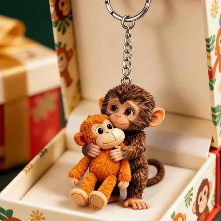 🏆Posledný deň so zľavou 60% - 🐵 3D kľúčenka s opicou Viral Punch 💕🎁Dojemný darček pre milovníkov zvierat, rodinu, priateľov a blízkych