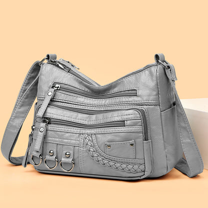 👜🎀 Dostupna u šest boja, nova moderna torbica od mekane kože za rame / nošenje preko tijela, s velikim kapacitetom i višeslojnom konstrukcijom.