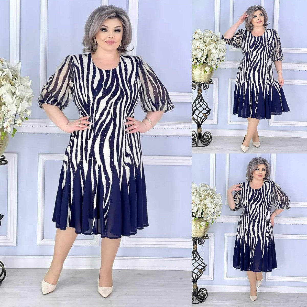 💖👗【Najprodavanija haljina】【S-5XL】Nova elegantna prugasta haljina s tie-dye uzorkom - udobna i prozračna