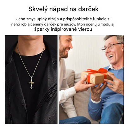 👑✝️ 【50 % zľava】Vintage náhrdelník s krížom a korunou – symbol viery, sily a každodennej ochrany
