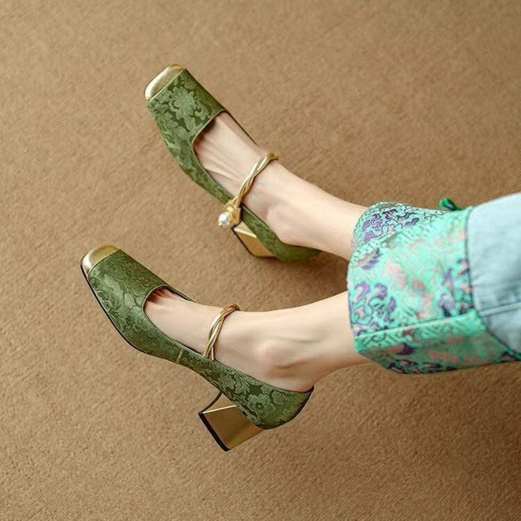 💕🌈【Размери 35-40】✨👡Дамски обувки Мери Джейн, винтидж модел, бродирани цветя, модерен стил