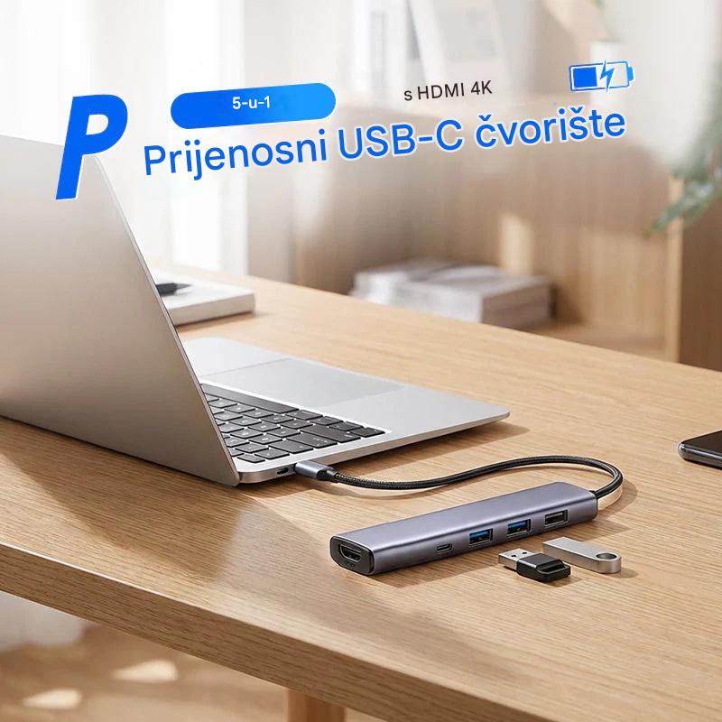 🔌✨ Prijenosni 5-u-1 USB-C hub s 4K HDMI izlazom 🎥💻