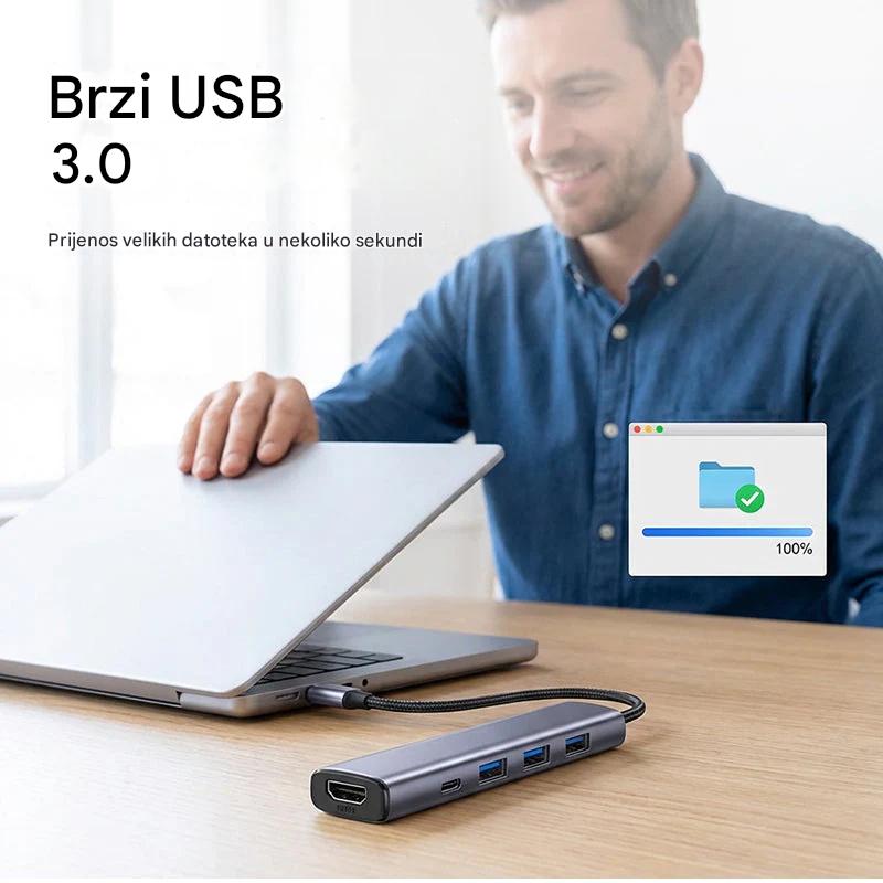🔌✨ Prijenosni 5-u-1 USB-C hub s 4K HDMI izlazom 🎥💻