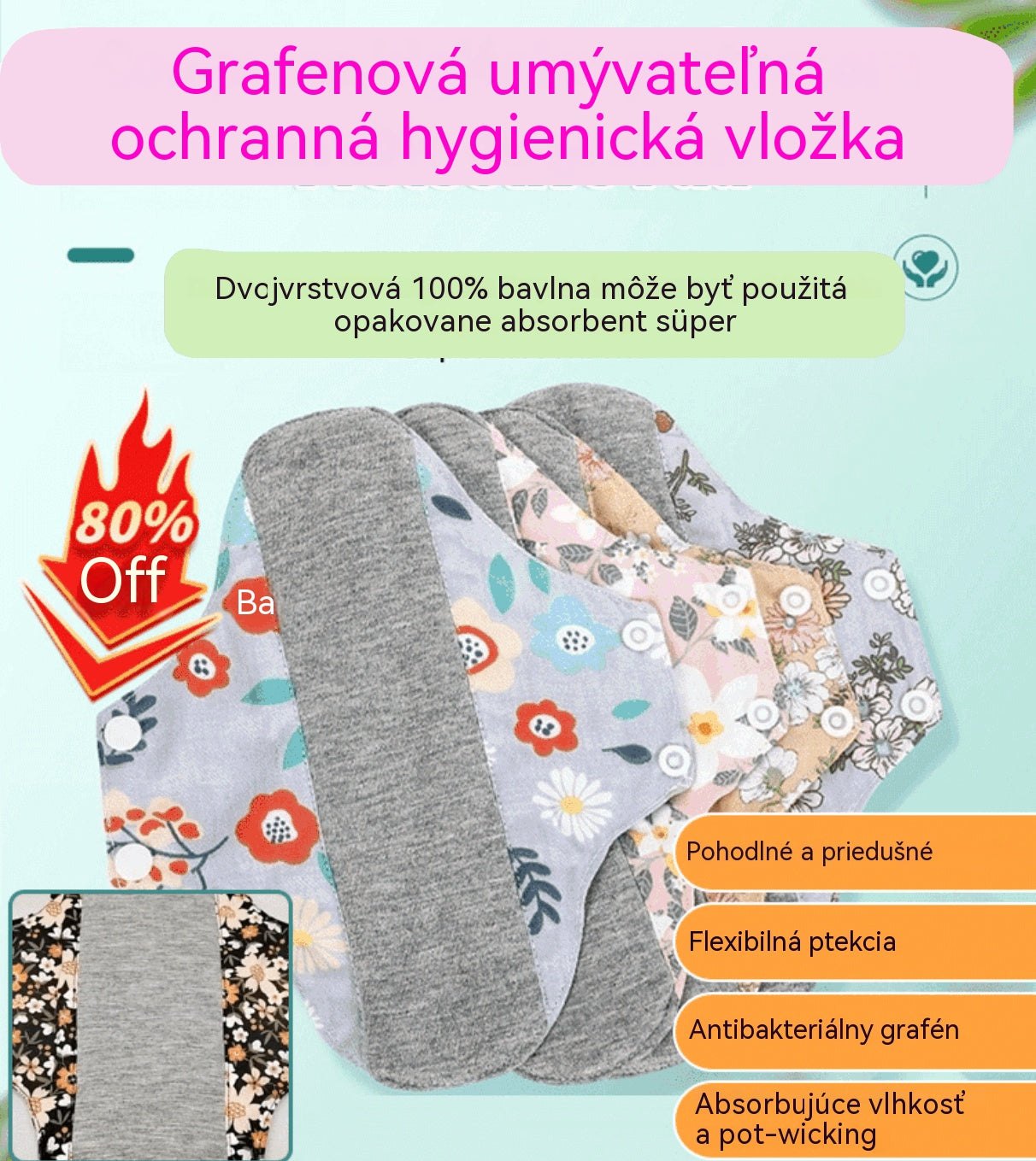 🔥🌈【Kúpte 3, získajte 2 zadarmo】Nové prateľné antibakteriálne intímky vyrobené z bavlny a grafénu