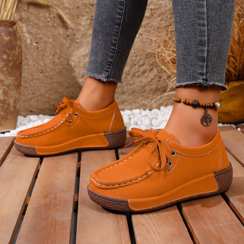 🔥🌞【Zľava 50 %!】Dámske topánky s hrubou podrážkou a okrúhlou špičkou – pohodlné a štýlové topánky s oporou pre chodidlá, ktoré tlmia nárazy a pomáhajú pri správnom držaní tela.