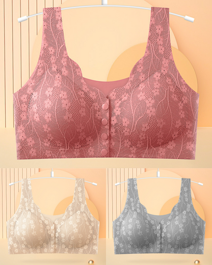 😍【Kupite 1, dobijte 2 gratis】👙【Pakiranje od 3 komada】【40-100 kg】Ženski čipkasti grudnjak bez žice, s kopčanjem sprijeda
