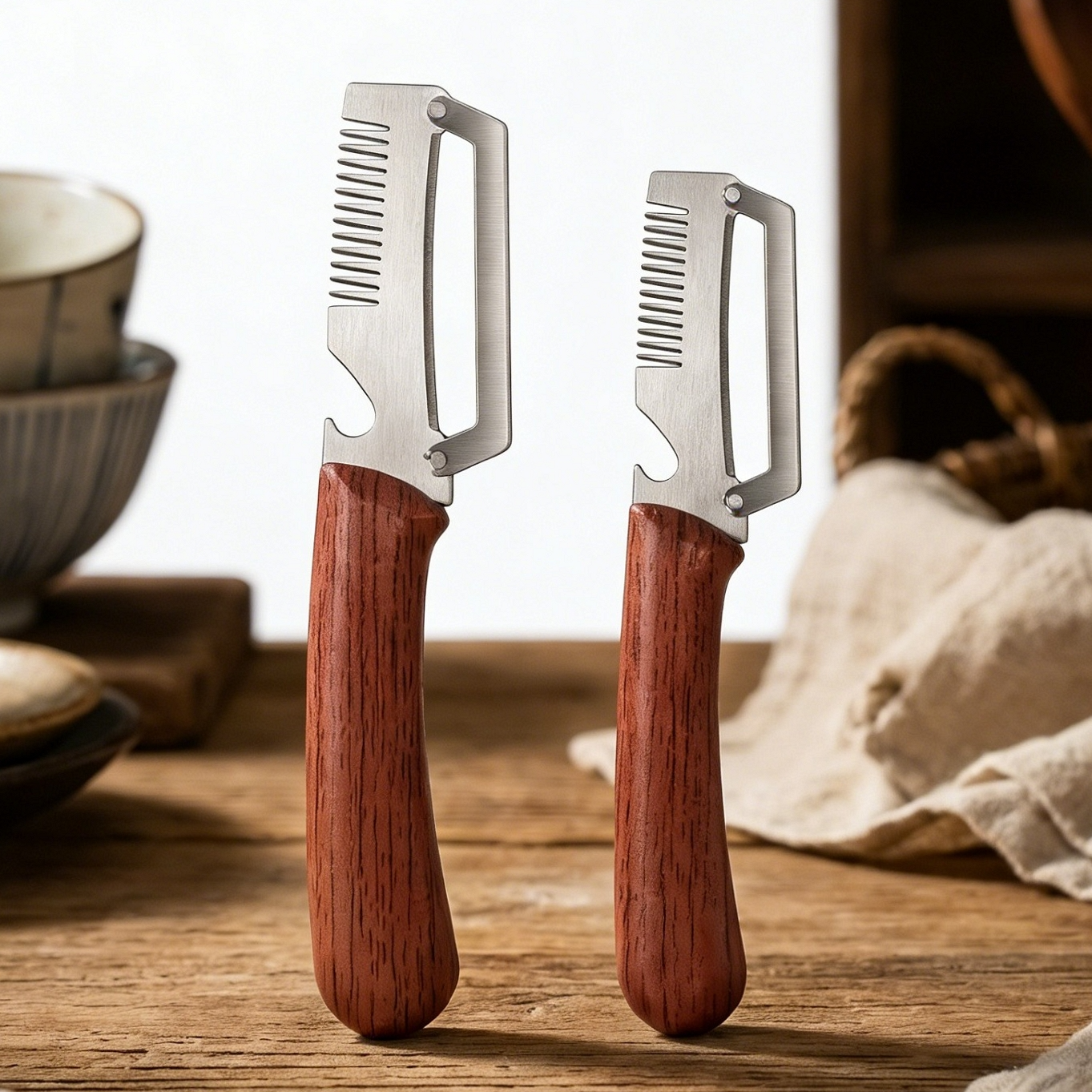 ✅ Compra 1, llévate 1 gratis (2 piezas en total) 🧅🔪 Cuchillo pelador multifuncional 3 en 1: ¡limpia, corta verduras y abre botellas! 🔥