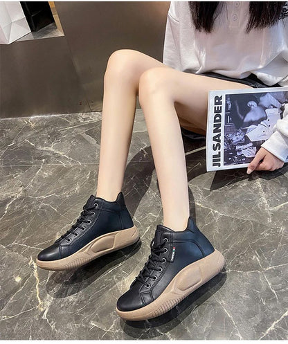 【35-40】Zapatos retro de piel de vaca con suela gruesa, nuevos zapatos informales modernos y versátiles. 