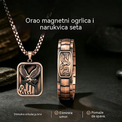 🔥【Narukvica + ogrlica】Muška magnetska narukvica s dizajnom orla