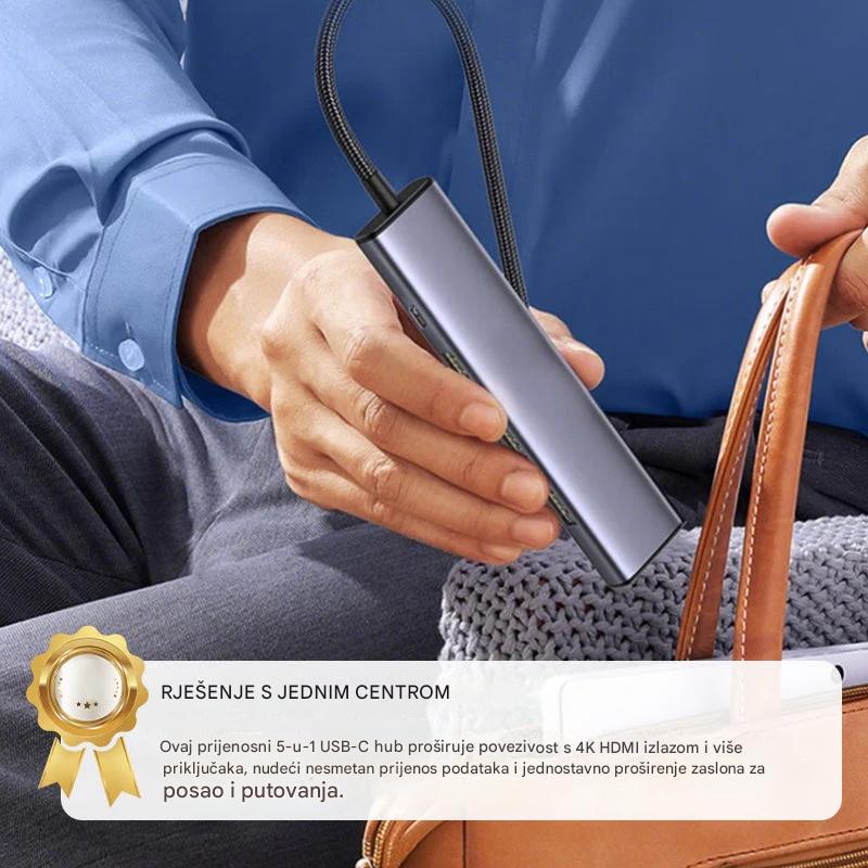 🔌✨ Prijenosni 5-u-1 USB-C hub s 4K HDMI izlazom 🎥💻