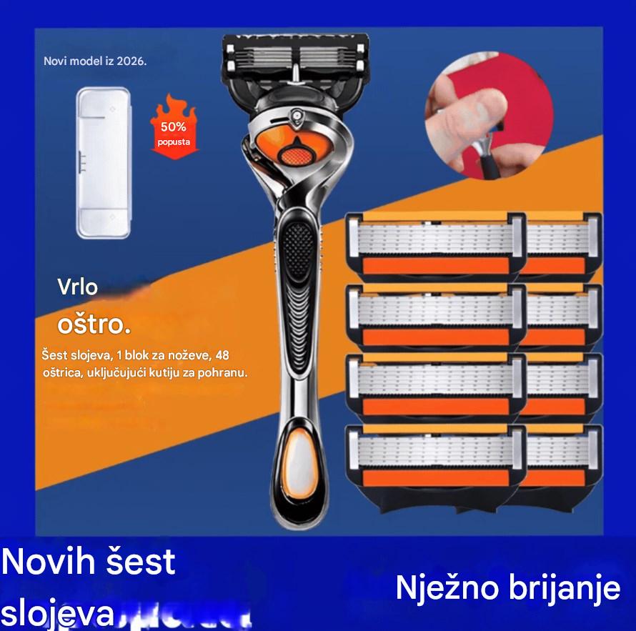 Zamjenski set oštrica za muške britvice + baza - Iznimno oštre oštrice od nehrđajućeg čelika za glatko brijanje.