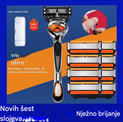 Zamjenski set oštrica za muške britvice + baza - Iznimno oštre oštrice od nehrđajućeg čelika za glatko brijanje.
